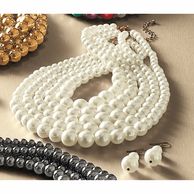 Multi-Strand Bead Necklace and Earring Set, , large