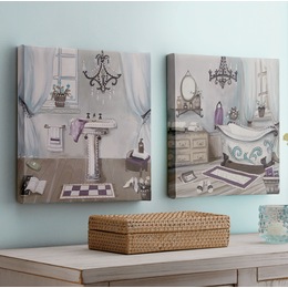 Set of 2 Jewelled Traditional Bath Wall Art, , large