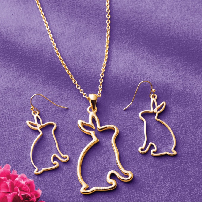 Rabbit Necklace & Earring Set, , large