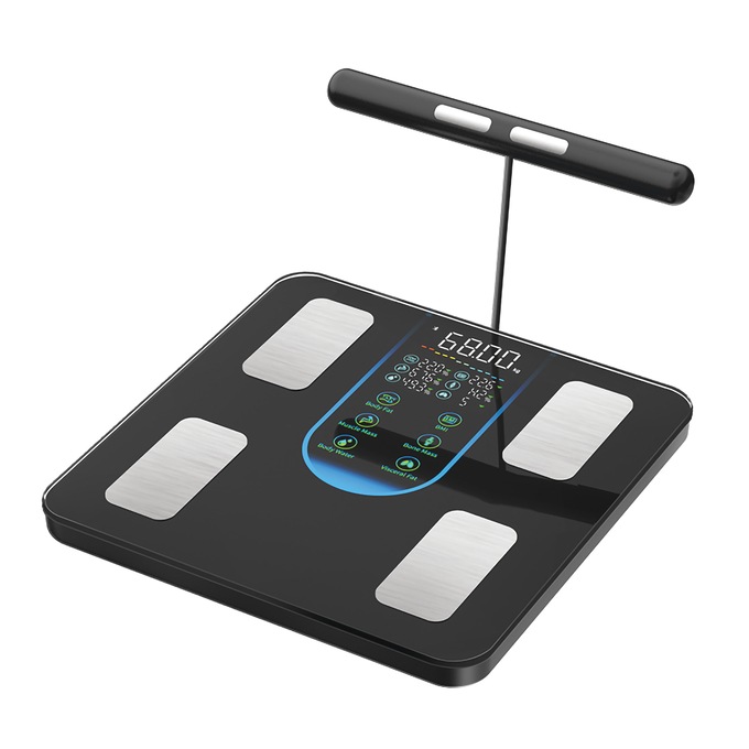 Smart Body Composition Scale with Body Fat Analysis and Bluetooth App Tracking, Black, large
