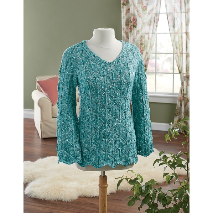 Crochet High Low Sweater, , large