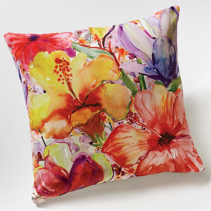 Tropical Floral Outdoor Pillow, , large