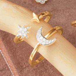 Diamond Celestial 2-Piece Ring Set, , large