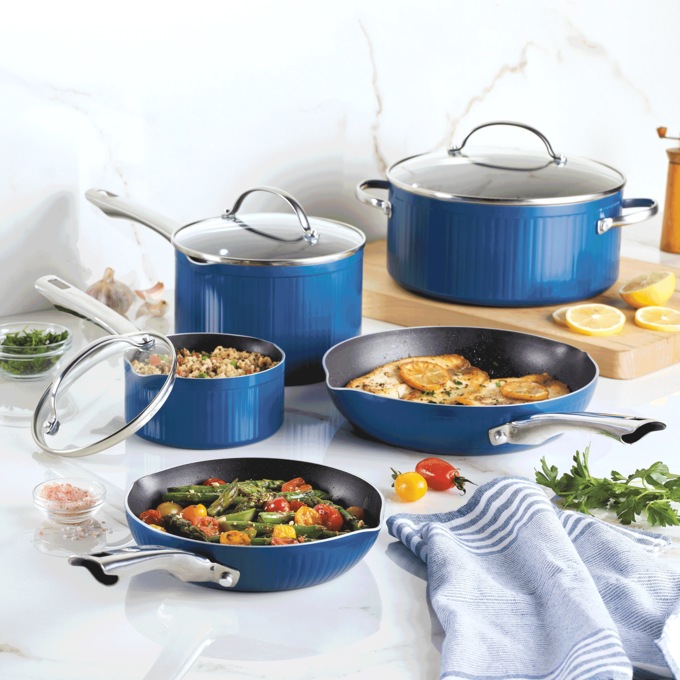 Farberware 10-Piece Cookware Set, Blue, large