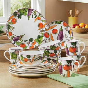 16-Piece Veggie Garden Dinnerware Set, , large