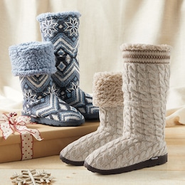 MUK LUKS Tabbi Fold-Over Slipper Boot with Faux-Fur Lining, , large