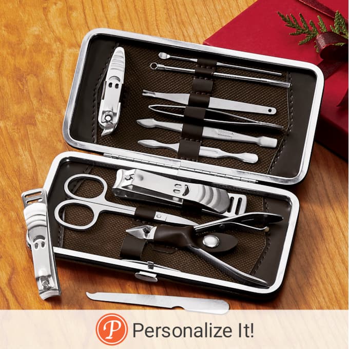 12-Piece Manicure Set, Brown, large