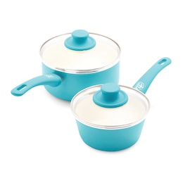 Set of 2 Greenlife Soft-Grip Ceramic Saucepans, , large
