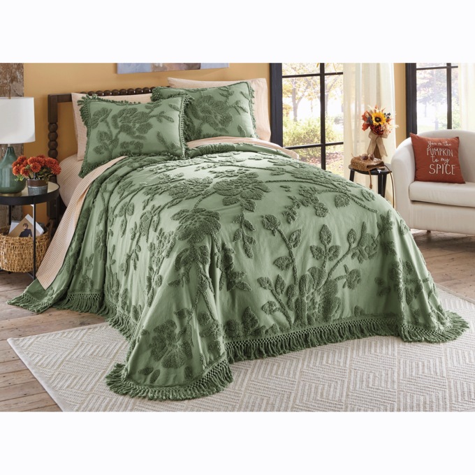 Alice Floral Chenille Bedspread, , large