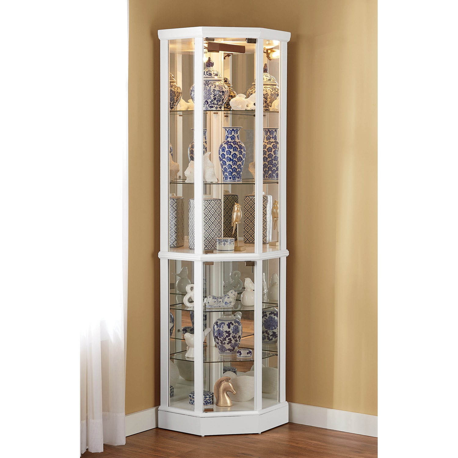 White cheap corner curio