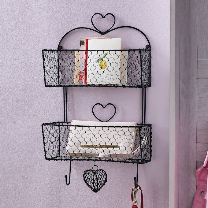 Tiered Wall Basket with Hearts, , large