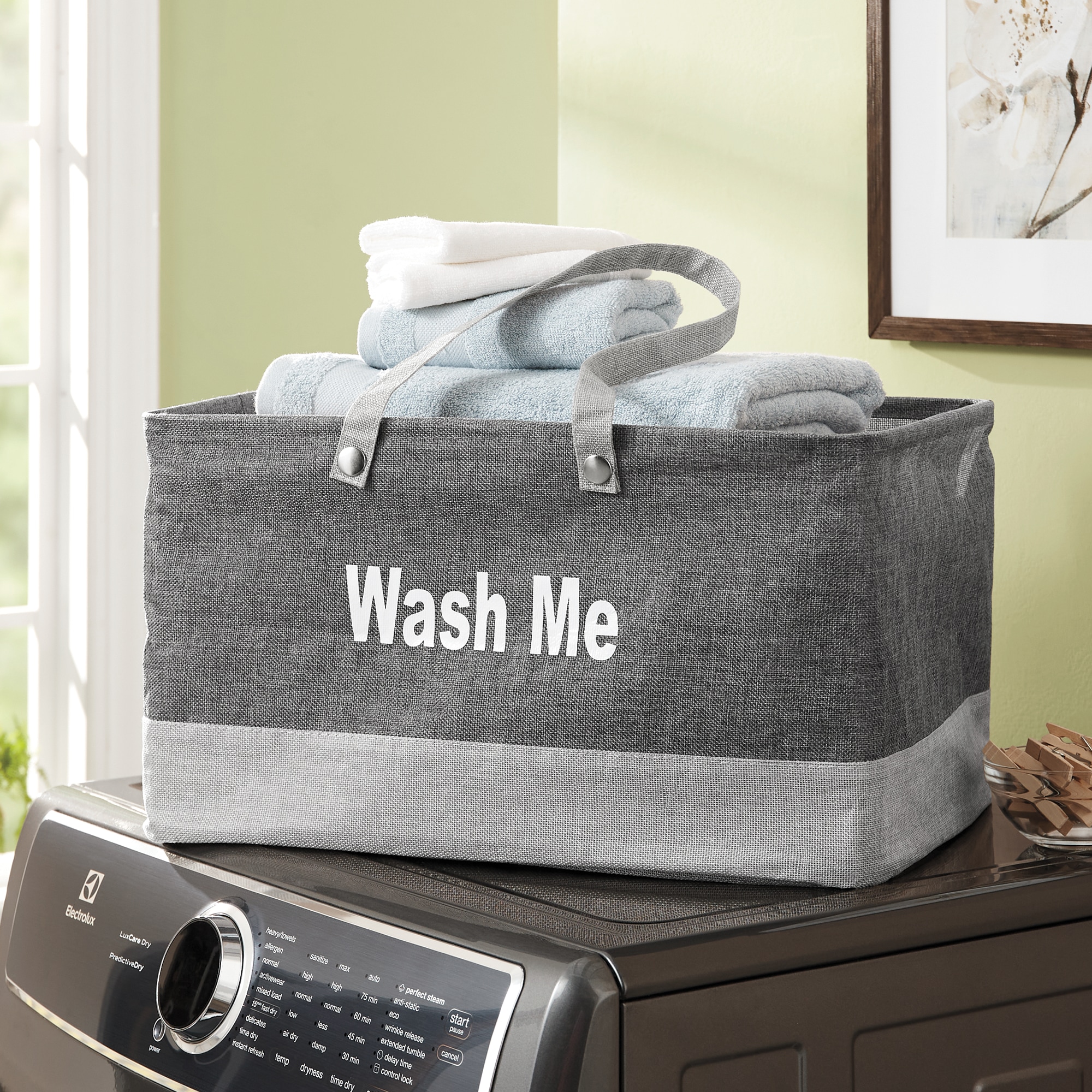 Minky Water-Resistant Laundry Basket, , large