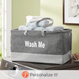 Minky Water-Resistant Laundry Basket, , large