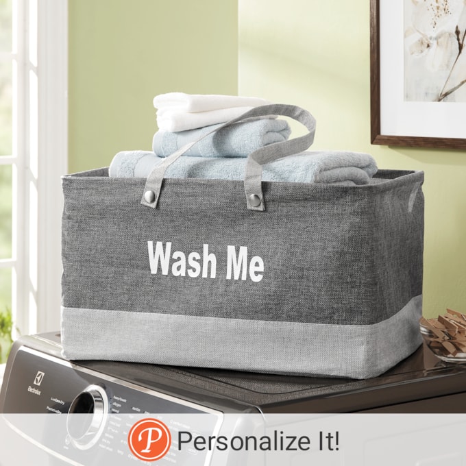 Minky Water-Resistant Laundry Basket, , large