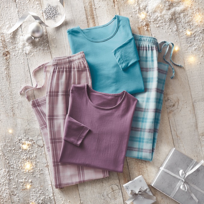 4-Piece Plaid PJ Set, , large
