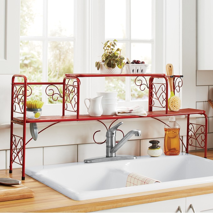 Scroll Sink Shelf & Dish Soap Drainer, , large
