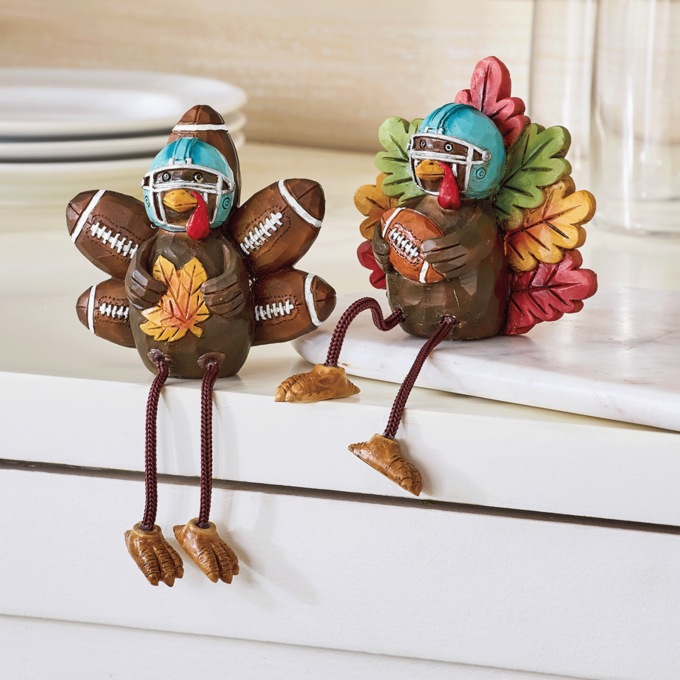 Set of 2 Game Day Turkey Shelf Sitters, Multi, large