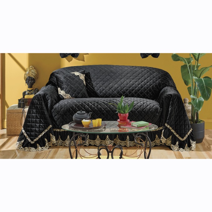 Quilted Velvet Furniture Throw, , large