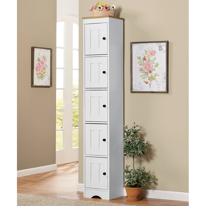 Katie Tall Cabinet with 5 Doors, Oak White, large