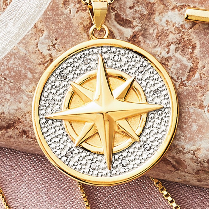 Diamond Compass Pendant, , large