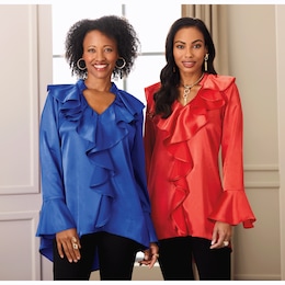 Quinn Ruffle-front Women's Top, , large