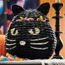 Black Cat Figural Basket, Black, large
