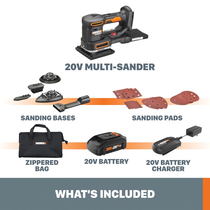 Worx 20V 5-in-1 Multi-Sander, , large