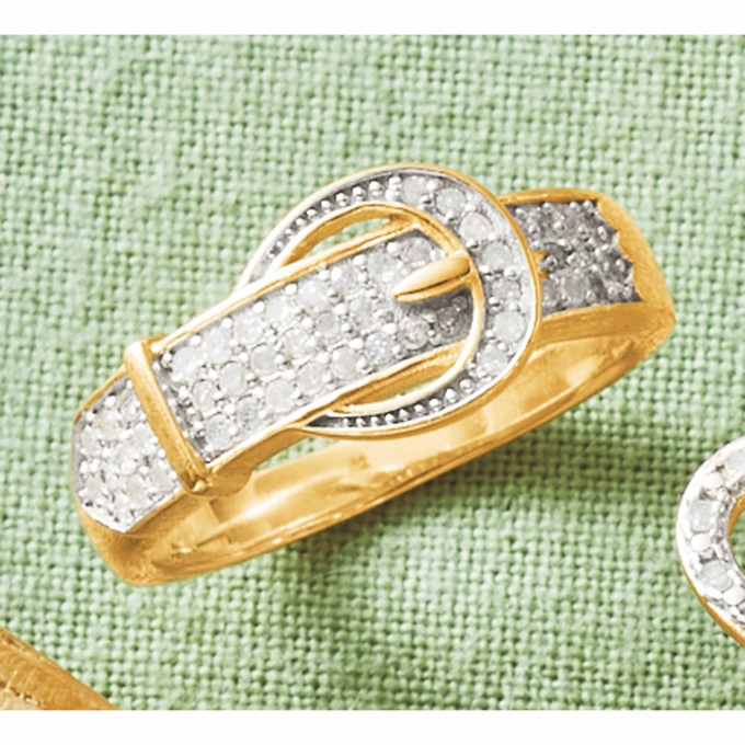 Diamond-Accented Buckle Ring, , large