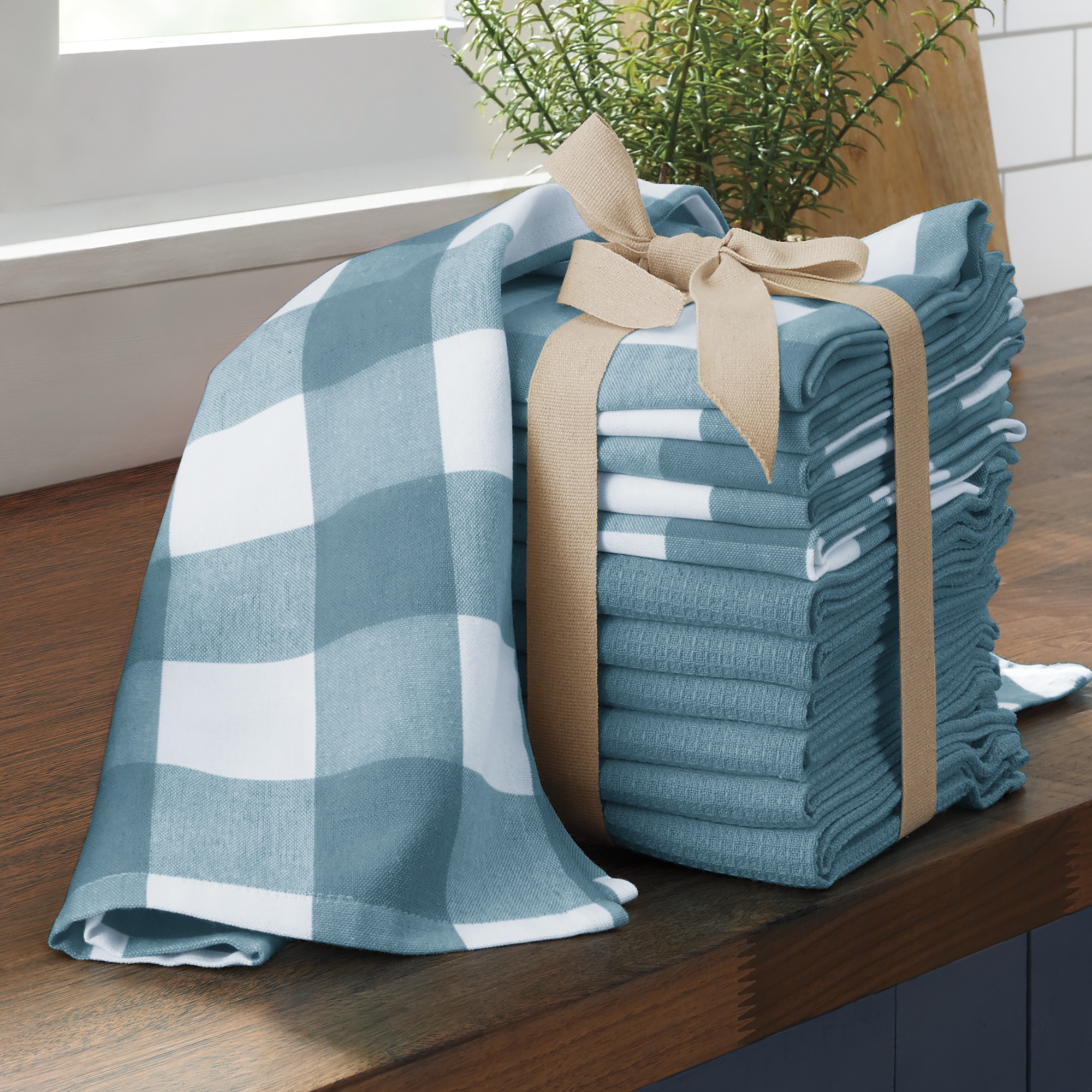 12-Piece Classic Kitchen Towel Set, Blue, large