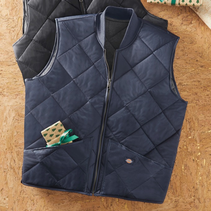 Dickies Diamond Quilted Vest, Dark Navy, large