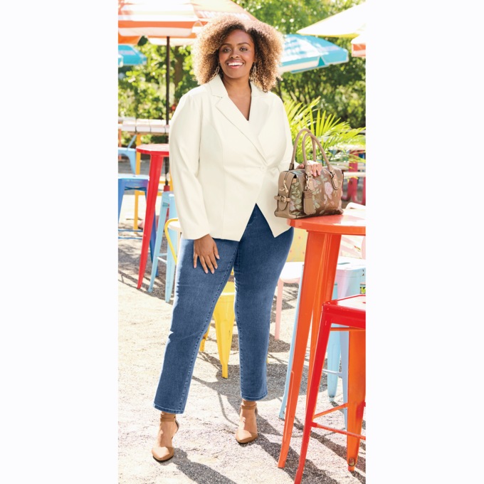 Faux-leather blazer, , large