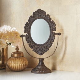 Bella Vintage Floral Swiveling Tabletop Mirror, , large