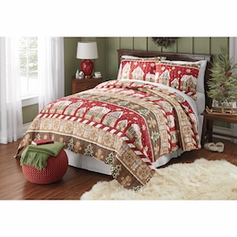 Gingerbread Lane Reversible 3-Piece Quilt Set, , large