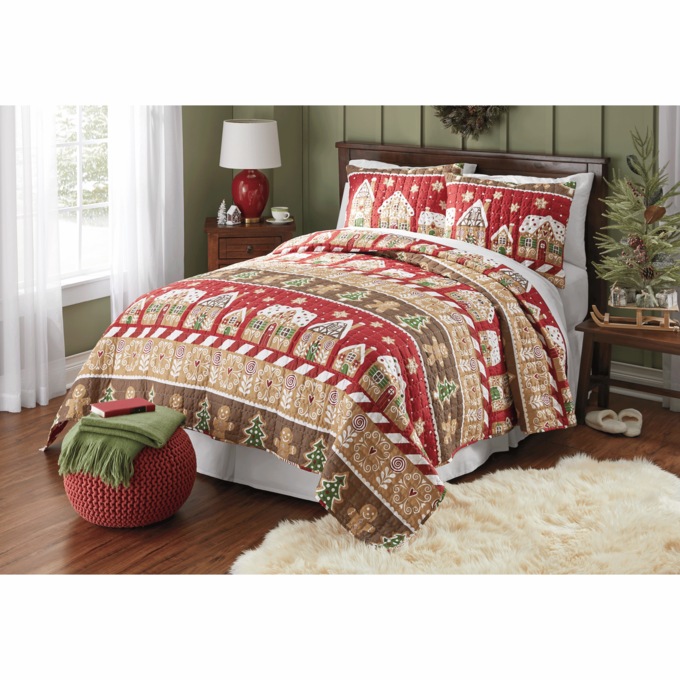 Gingerbread Lane Reversible 3-Piece Quilt Set, , large