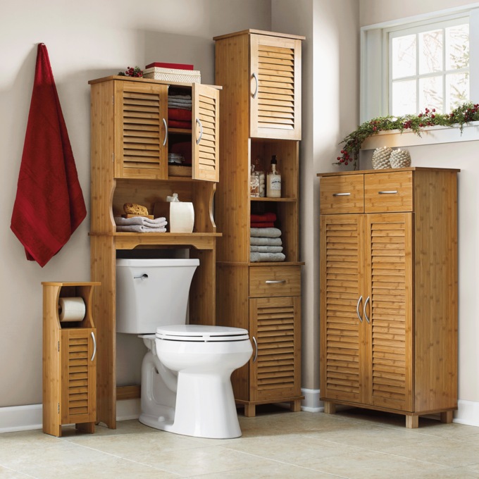 Bamboo-Finish Toilet Paper Holder, , large