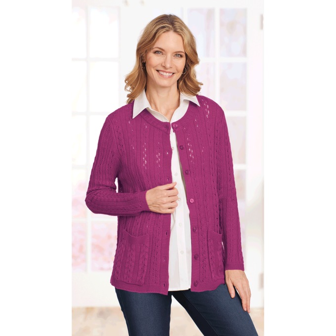 Cable Knit Cardigan, , large