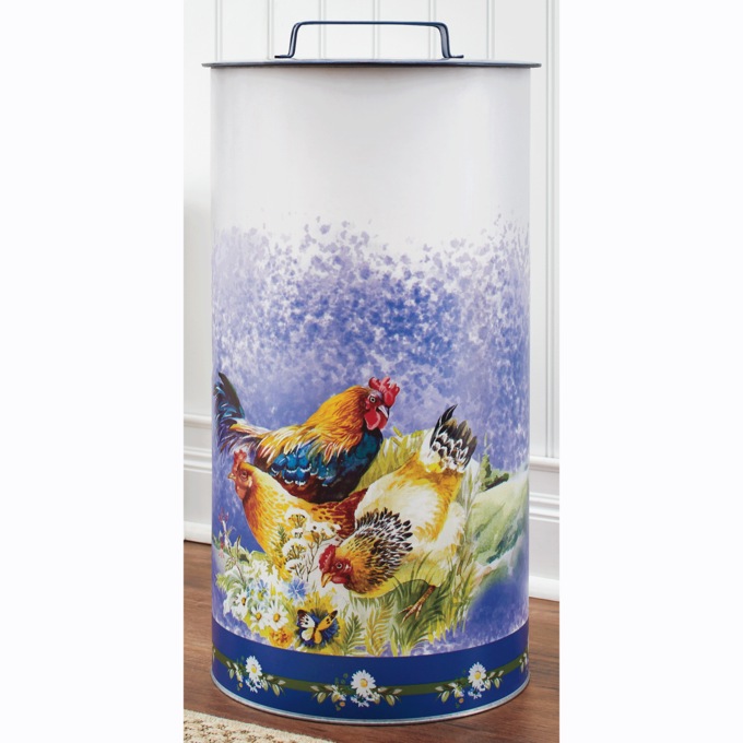 Blue Rooster Trash Can, , large