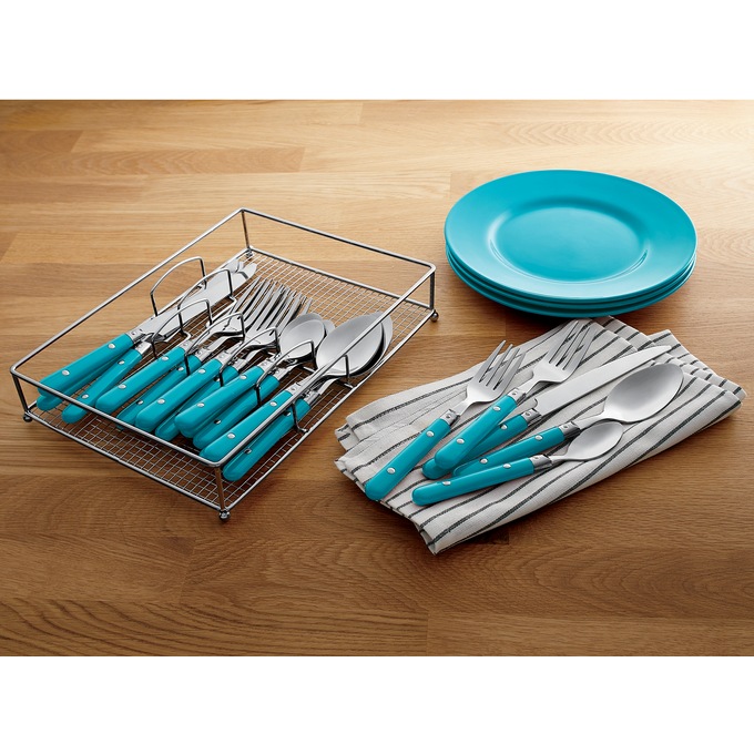 20-Piece Color Flatware Set with Caddy, , large
