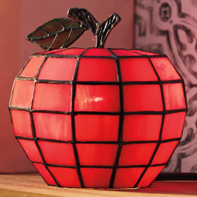 Stained Glass Apple Light, Red, large