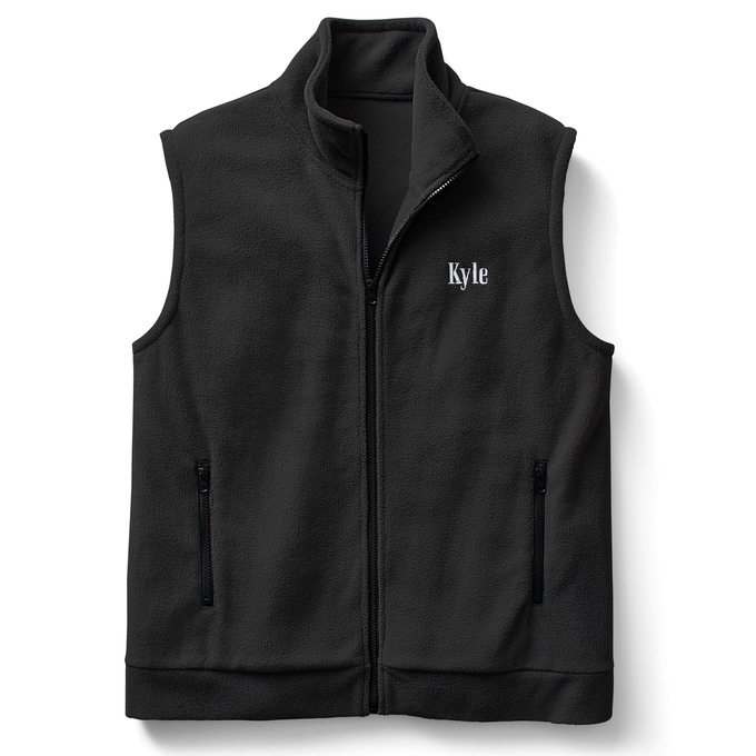 Personalized Men's Fleece Vest with Front Zipper and Embroidered Name, , large