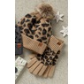 Britts Knit Snow Leopard Hat and Glove Set, , large