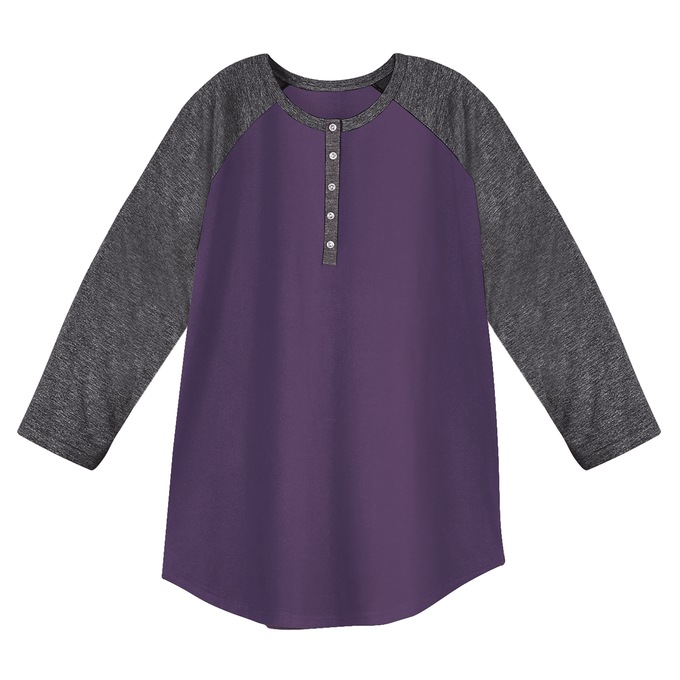Women's Cotton Henley Baseball Top, , large