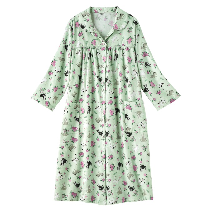 Cozy Cotton Flannel Duster with Pockets, , large