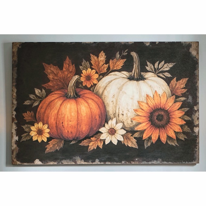 Modern Floral Pumpkin Wall Art, Multi, large