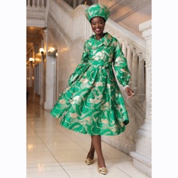 Kelcia Fit-and-Flare Jacquard Dress, Green Multi, large