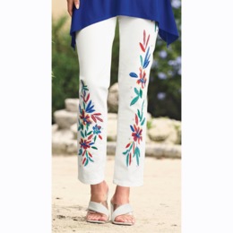 Gretchen Slim-Fit Jean with Floral Embroidery and Bead Accents, , large