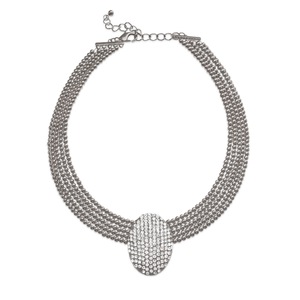 Crystal Pavé Oval Necklace, , large