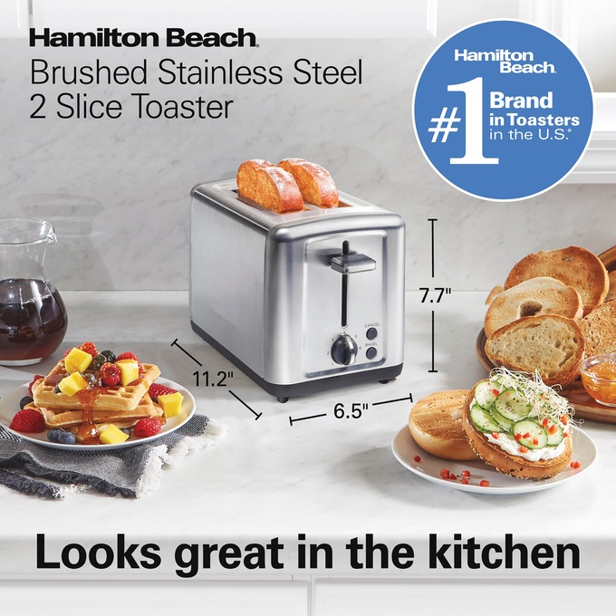 Hamilton Beach Stainless Steel 2-Slice Toaster, Stainless Steel, large