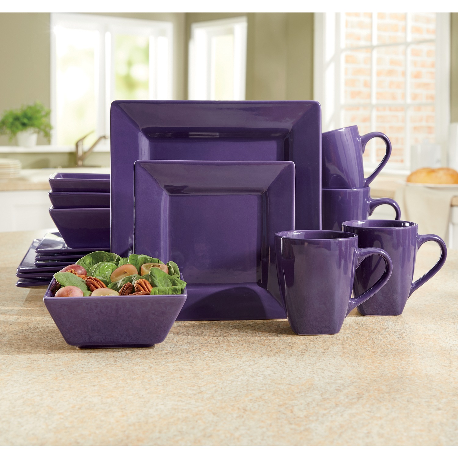16Piece Solid Square Dinnerware Set Montgomery Ward