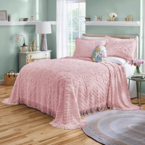 Lattice Chenille Bedspread, , large
